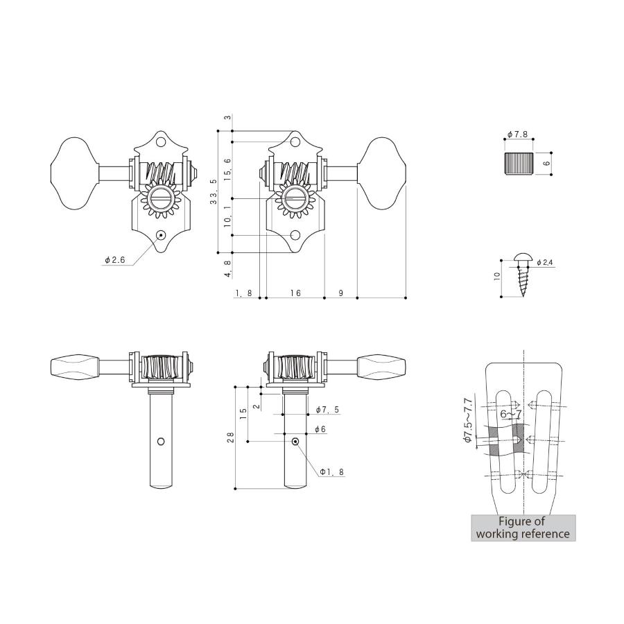 GOTOH SEP780 06M LRGG Meccaniche Standard P-Post 3L+3R Gold