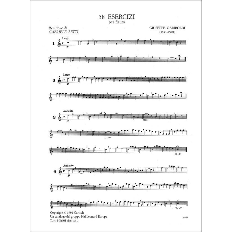 GARIBOLDI Giuseppe Esercizi 58 Flauto (Betti)