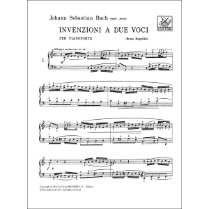 Johann Sebastian Bach Invenzioni A 2 Voci