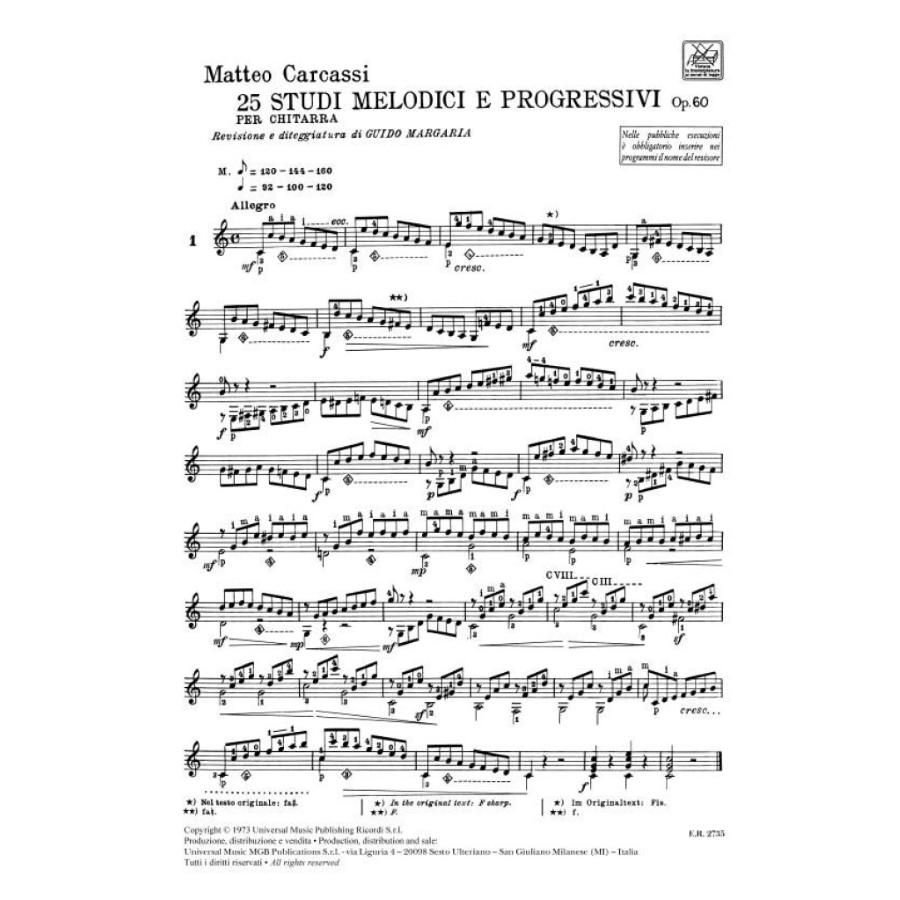 Matteo Carcassi 25 Studi Melodici E Progressivi Op. 60