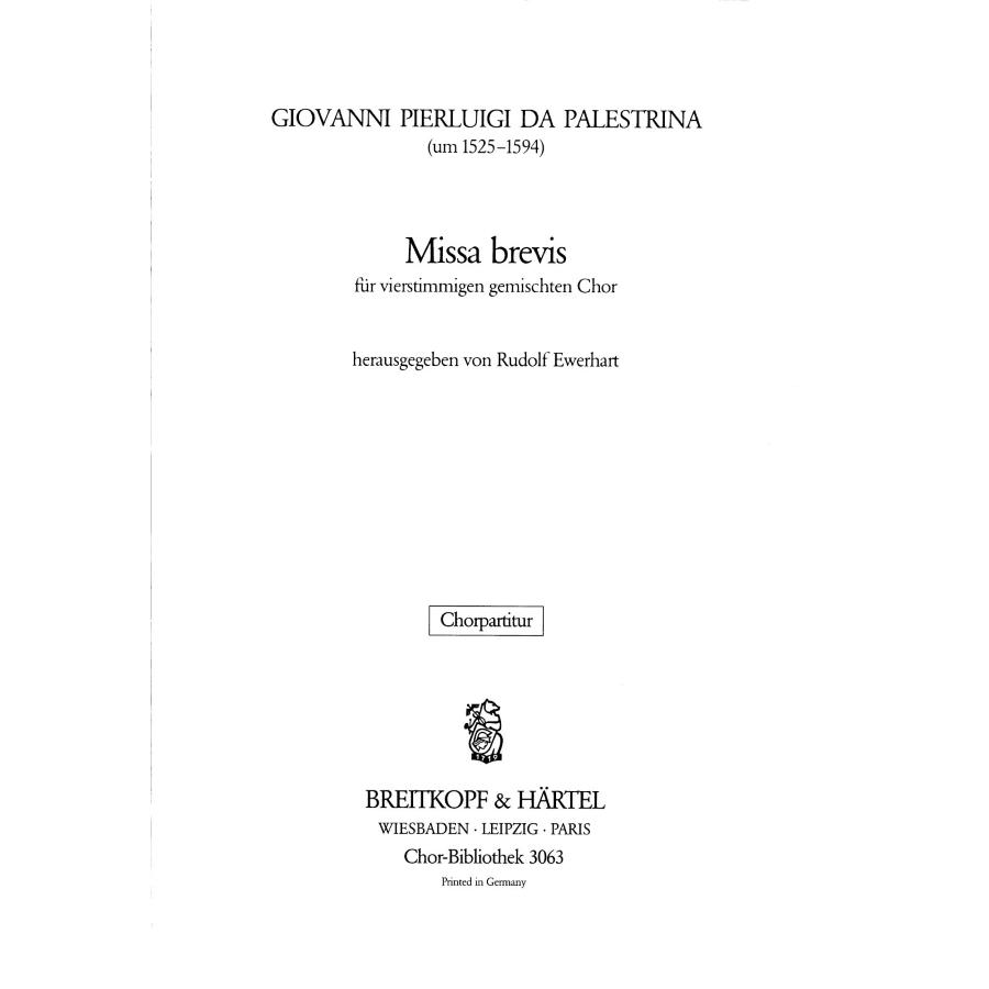Giovanni Pierluigi Da Palestrina Missa Brevis Satb