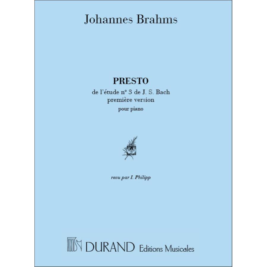 Etude N 3 Piano (1Zre Version Presto De Bach Bwv Partitura