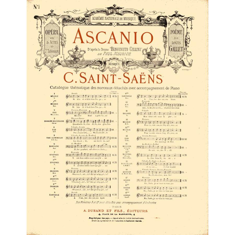 Ascanio Opera en 5 Actes et 7 Tableaux no 1 Riduzione per canto e pianoforte