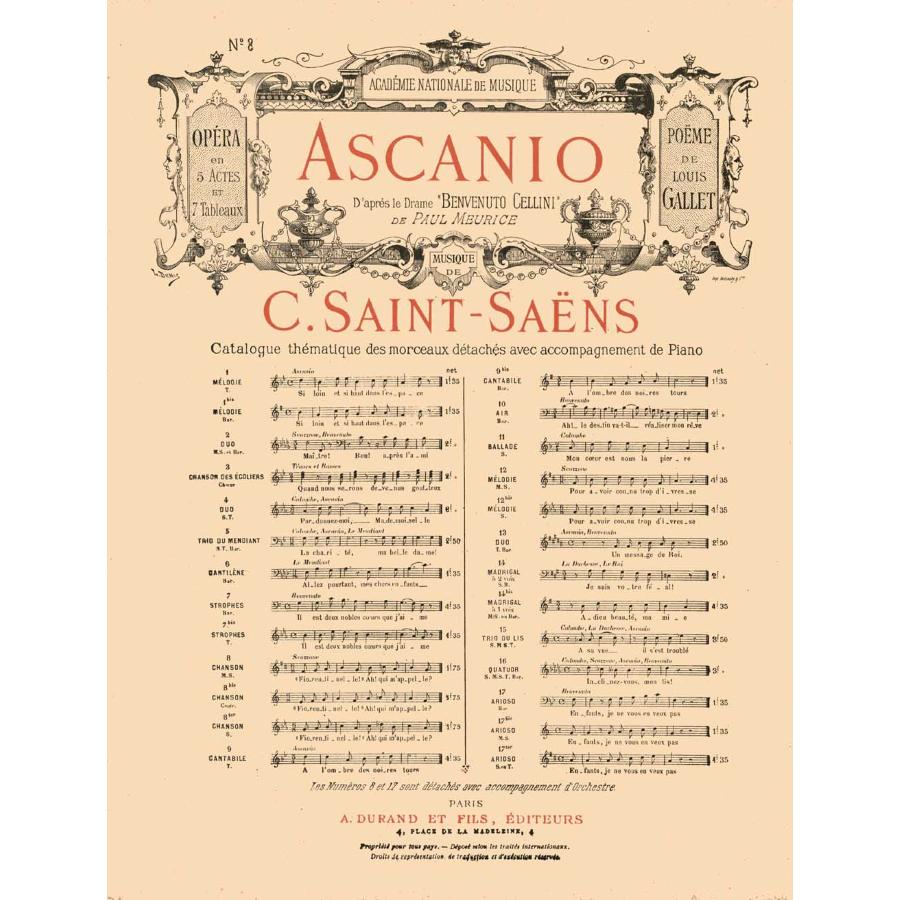 Ascanio Opera en 5 Actes et 7 Tableaux no 8 Riduzione per canto e pianoforte