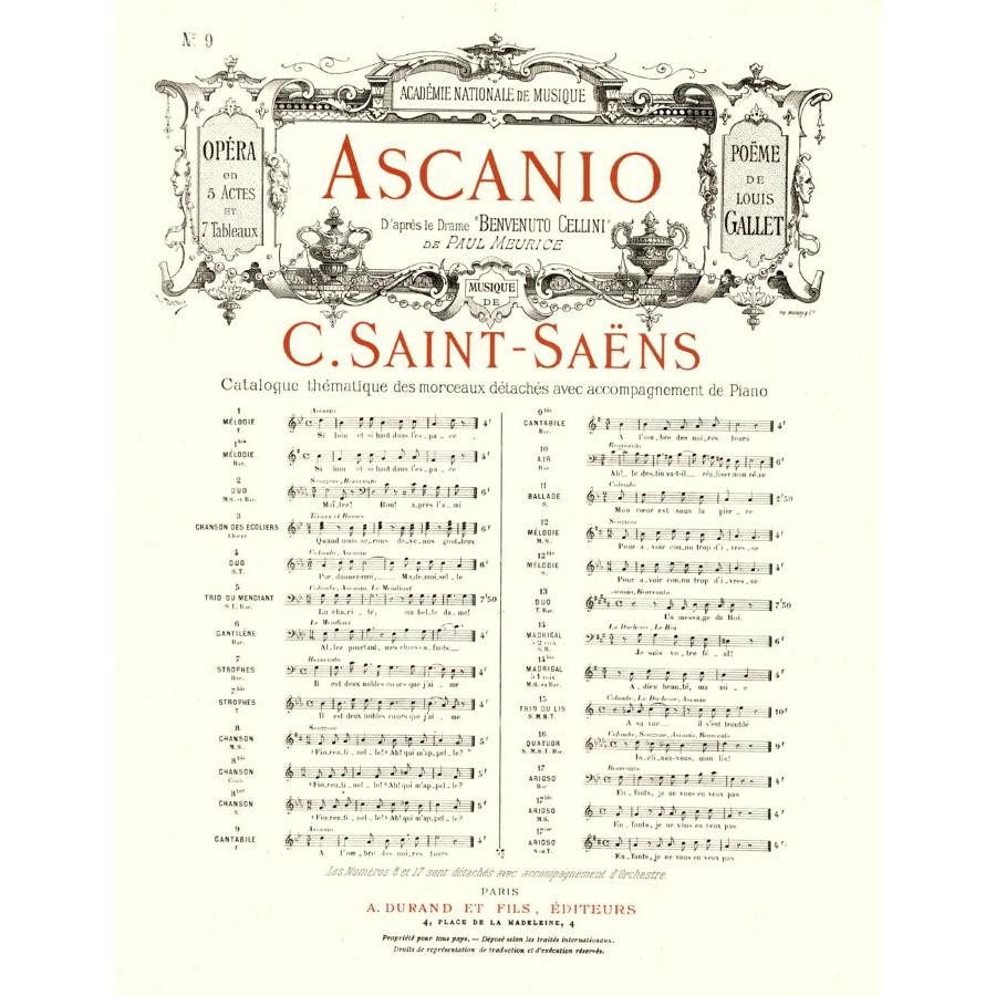 Ascanio Opera en 5 Actes et 7 Tableaux no 9 Riduzione per canto e pianoforte