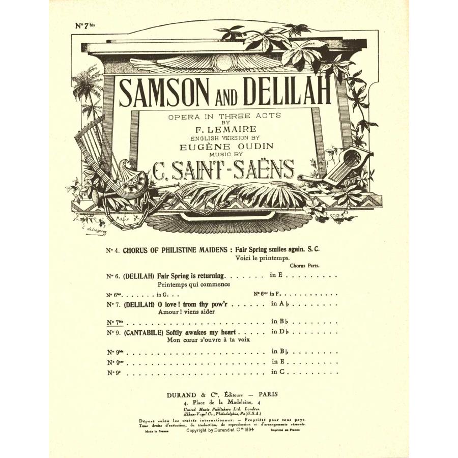 Samson and Delilah no 7bis in Bb Riduzione per canto e pianoforte