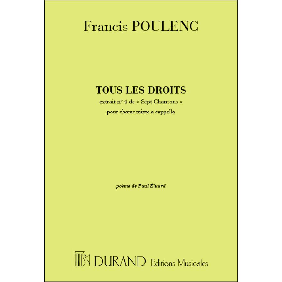 Francis Poulenc Tous Les Droits Extrait N. 4 De « Sept Chansons »