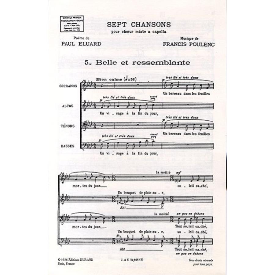 Francis Poulenc Belle Et Ressemblante Extrait N. 5 De « Sept Chansons »