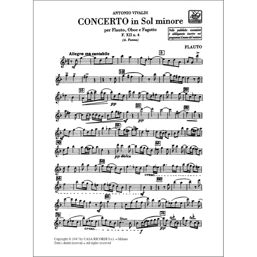 Antonio Vivaldi Concerto Per Strumenti D4Ersi E B.C.: In Sol Min.