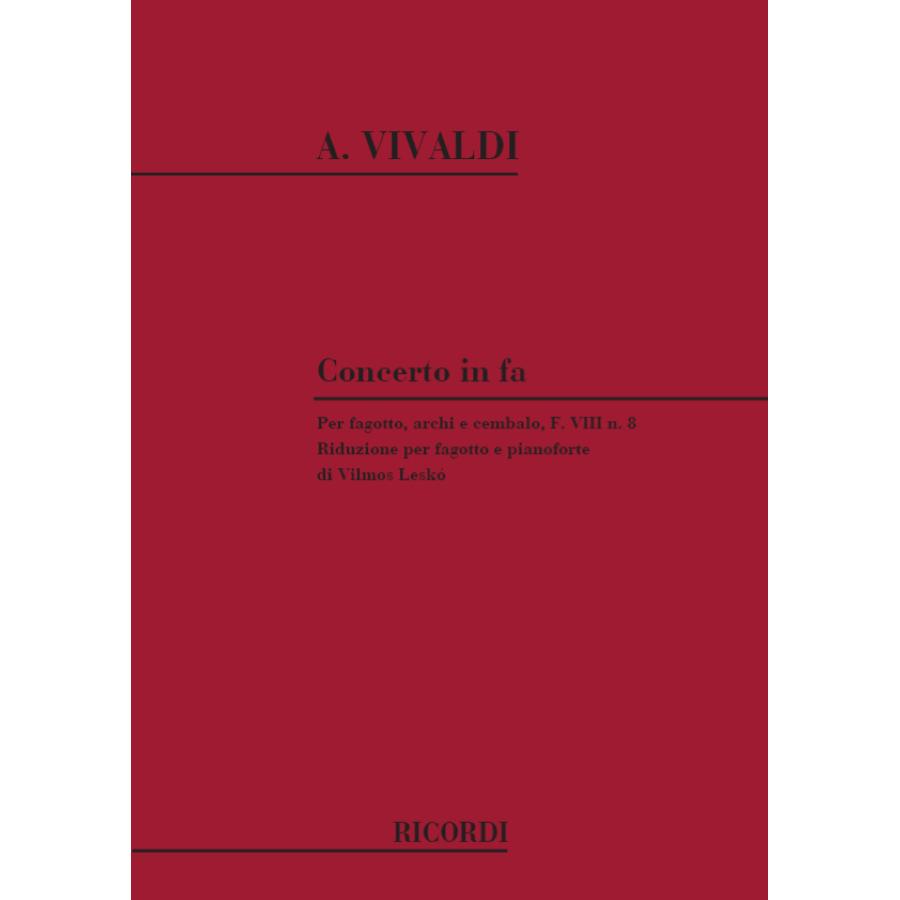 Antonio Vivaldi Concerto Per Fagotto, Archi E Bc In Fa Rv 485 F.V2I-8-Tomo 109 - Riduzione Per Fagotto E Pianoforte