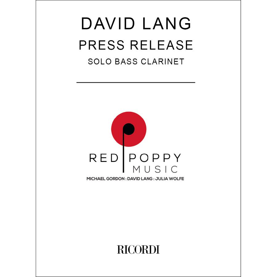 David Lang Press Release For Bass Clarinet