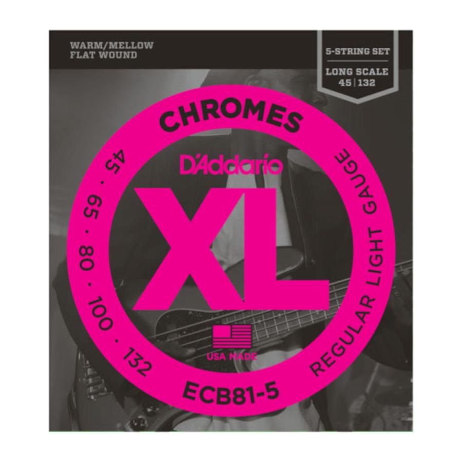 D'Addario ECB81-5 045/130 xl chromes flat wound