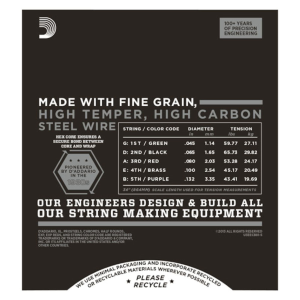 D'Addario ECB81-5 045/130 xl chromes flat wound