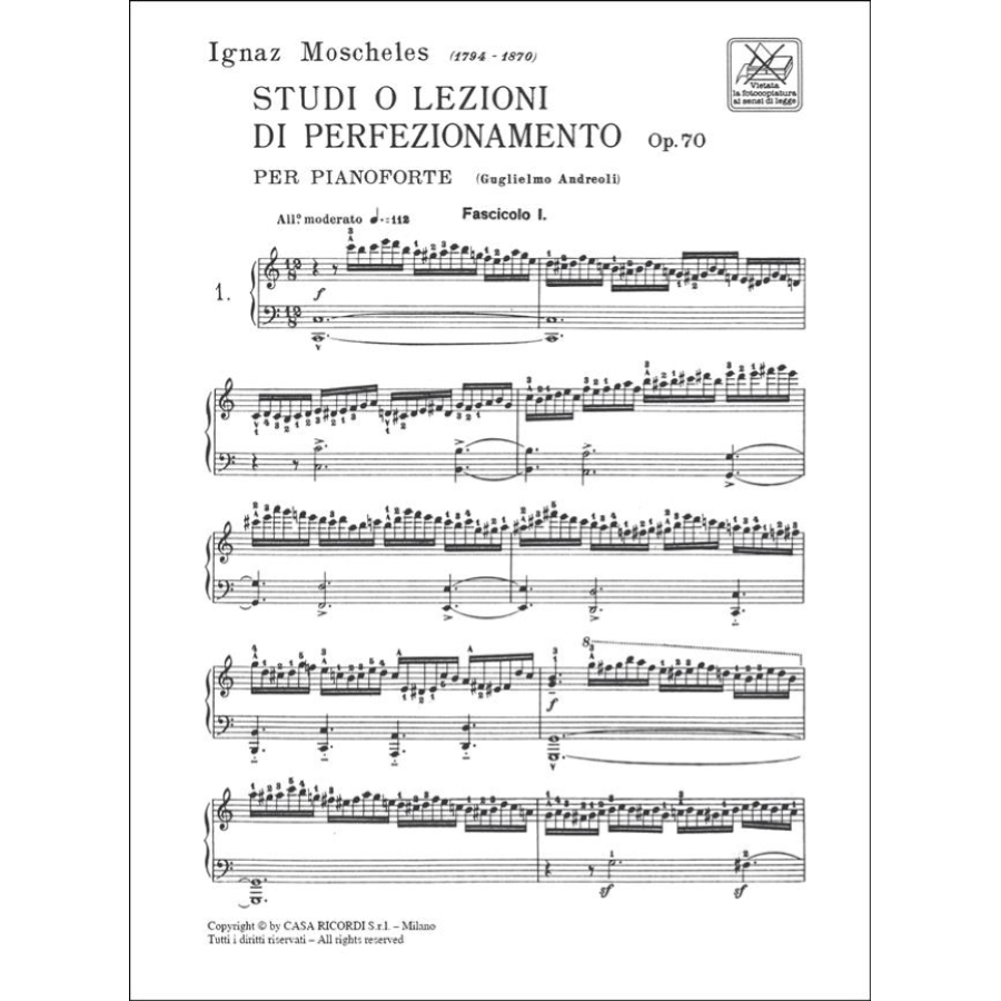 Ignaz Moscheles Studi O Lezioni Di Perfezionamento Op. 70