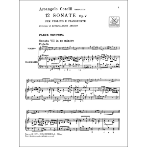 Arcangelo Corelli 12 Sonate Per Violino E Basso Op. V