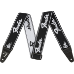 FENDER WEIGHLESS RUNNING LOGO B/W tracolla chitarra fender weighless running logo strap black/white