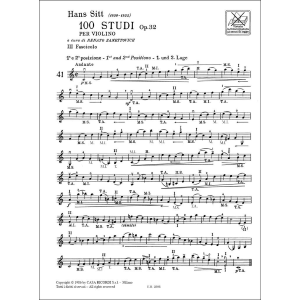 Hans Sitt 100 Studi Op. 32 per Violino - Volume 3