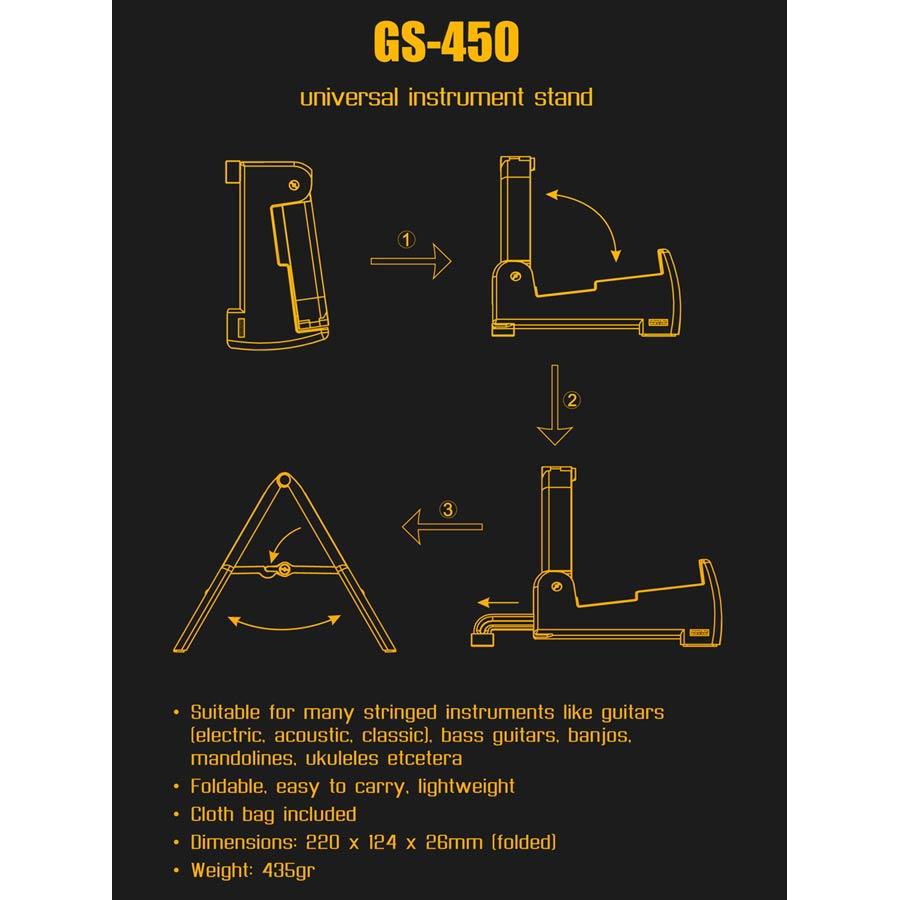 BOSTON GS-450 supporto universale per chitarra pieghevole
