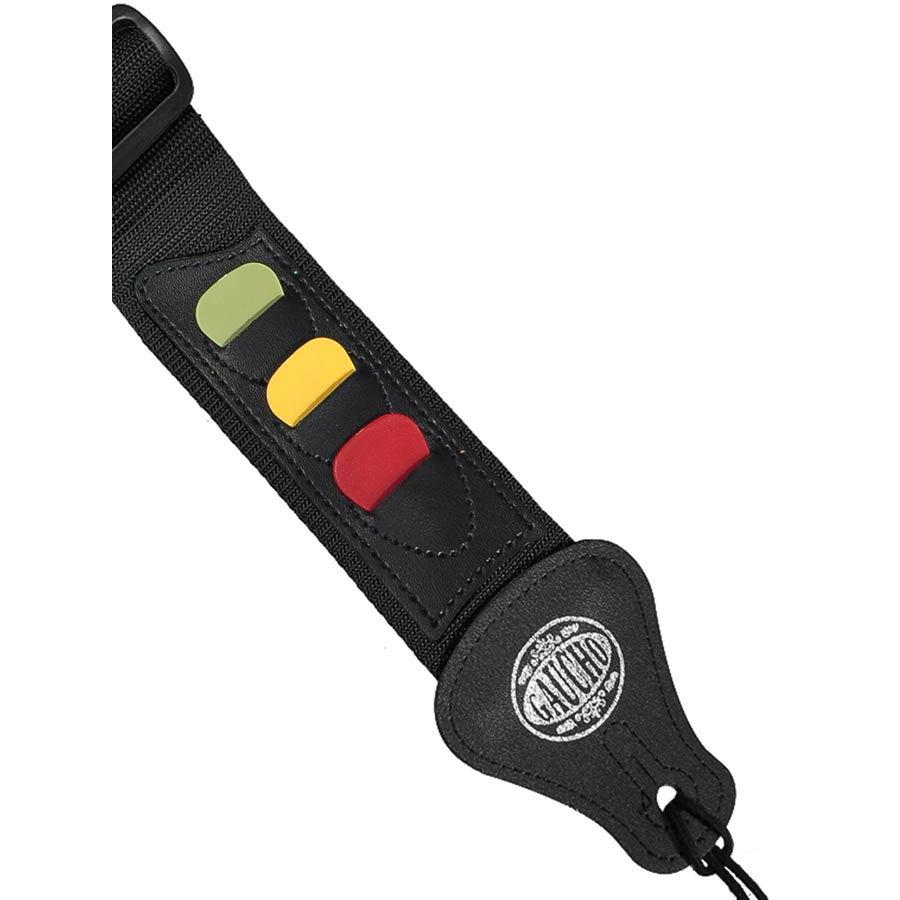 Tracolla chitarra nero con porta plettri