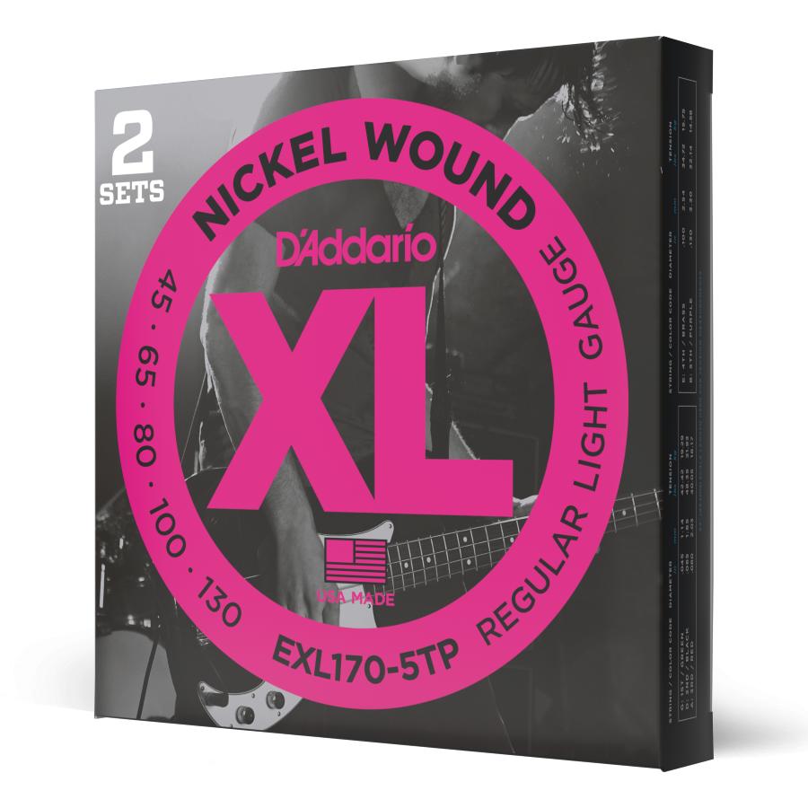 D'Addario EXL170-5 Nickel Wound 5-String Bass Light 45-130 Long Scale