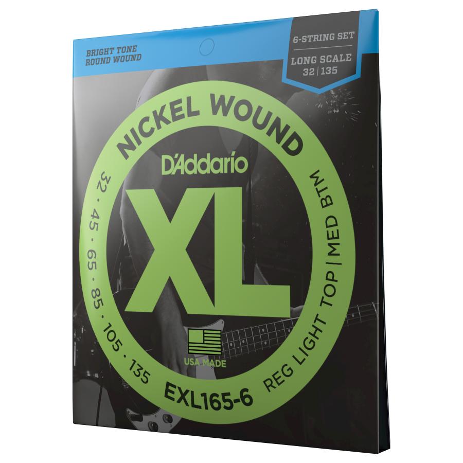 D'Addario EXL165-6 Nickel Wound 6-String Bass Custom Light 32-135 Long Scale