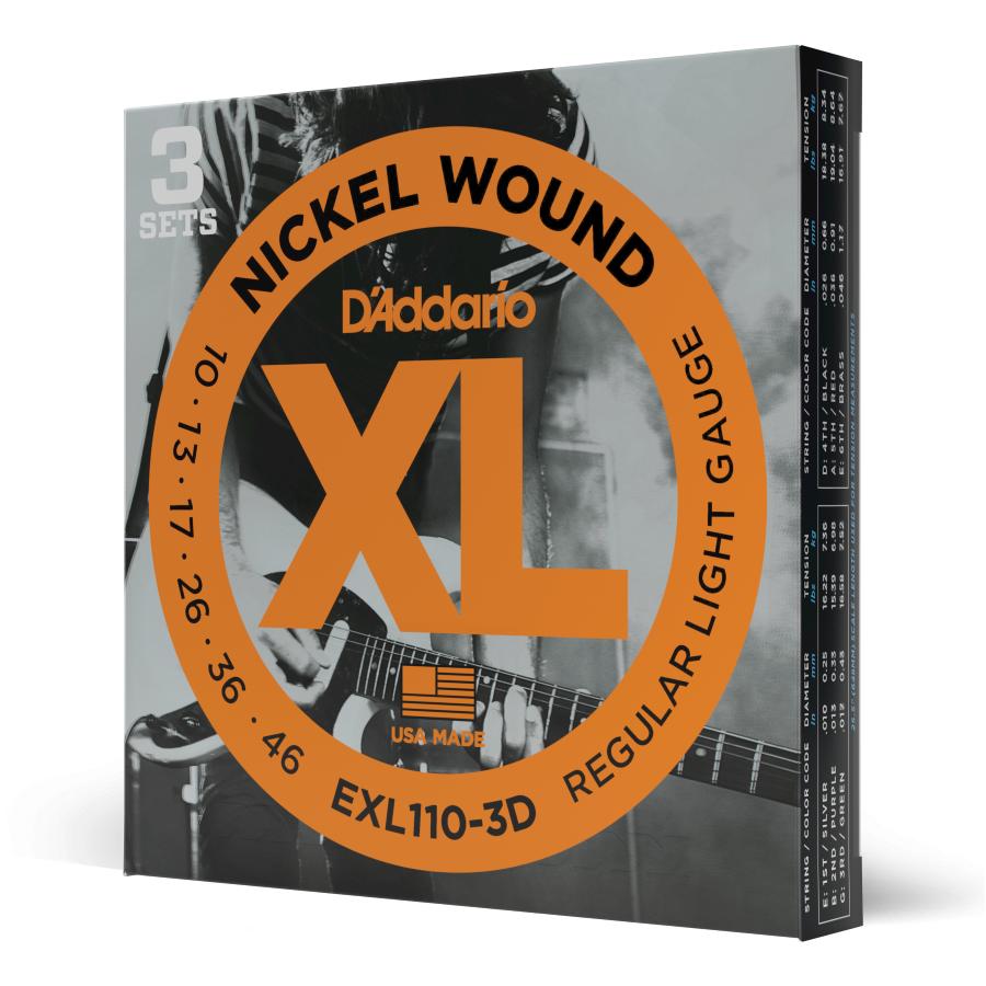 D'Addario EXL110-3D XL Nickel Conf 3 Multipacks