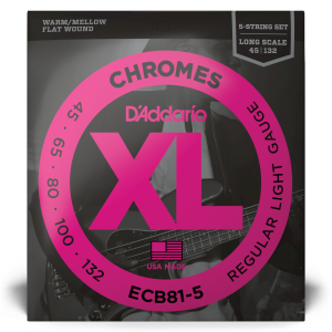 D'Addario ECB81-5 045/130 xl chromes flat wound