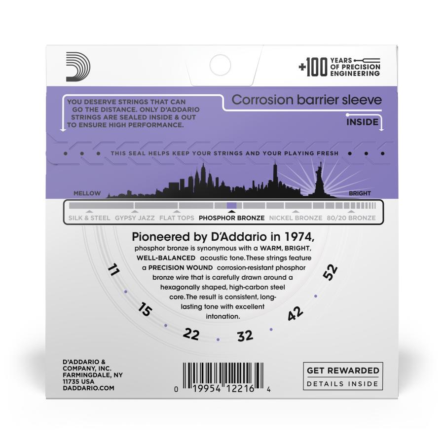D'Addario EJ26 011/052 custom light phosphor bronze
