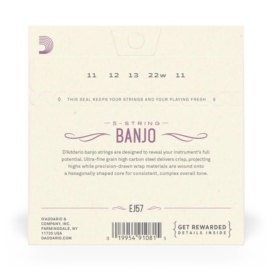 D'Addario EJ57 5-String Banjo Nickel Custom Medium 11-22
