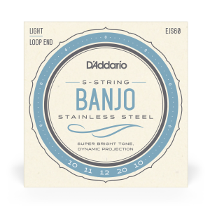 D'Addario EJS60 5-String Banjo Stainless Steel Light 10-20