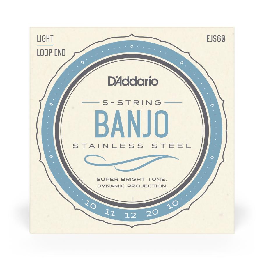 D'Addario EJS60 5-String Banjo Stainless Steel Light 10-20