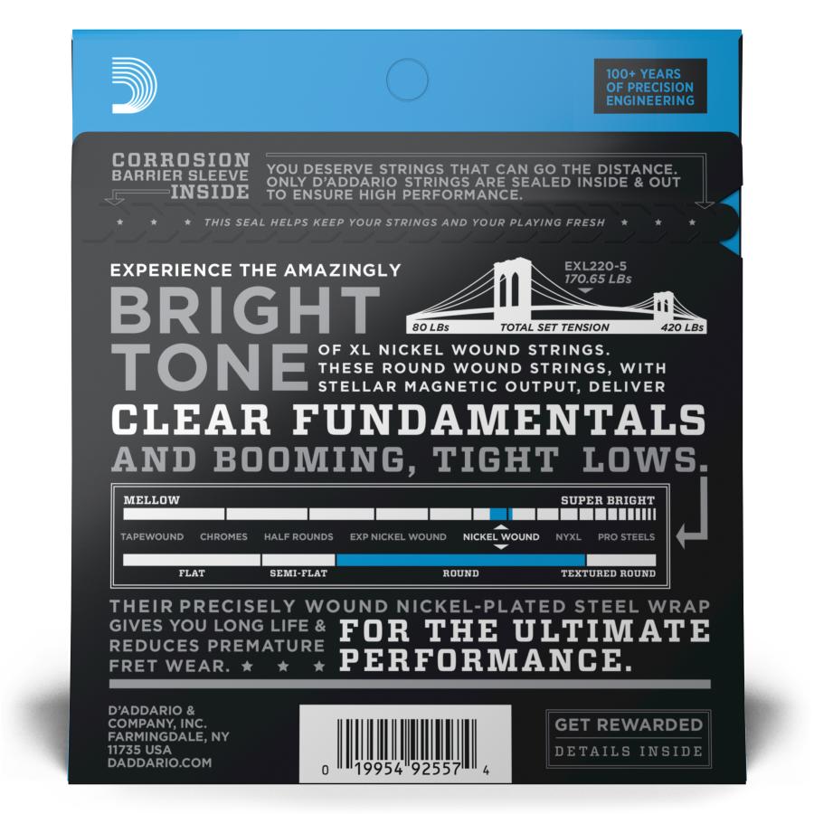 D'Addario XL NICKEL ROUNDWOUND EXL220-5