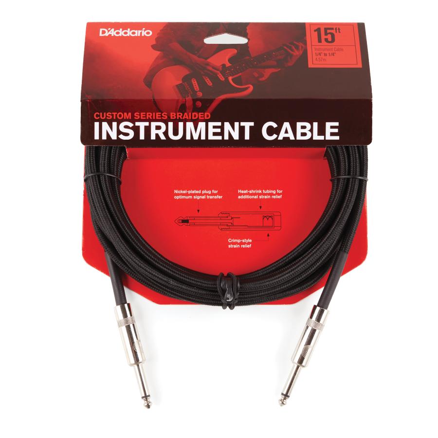 D'Addario PW-BG-15BK Braided Instrument Cable Black