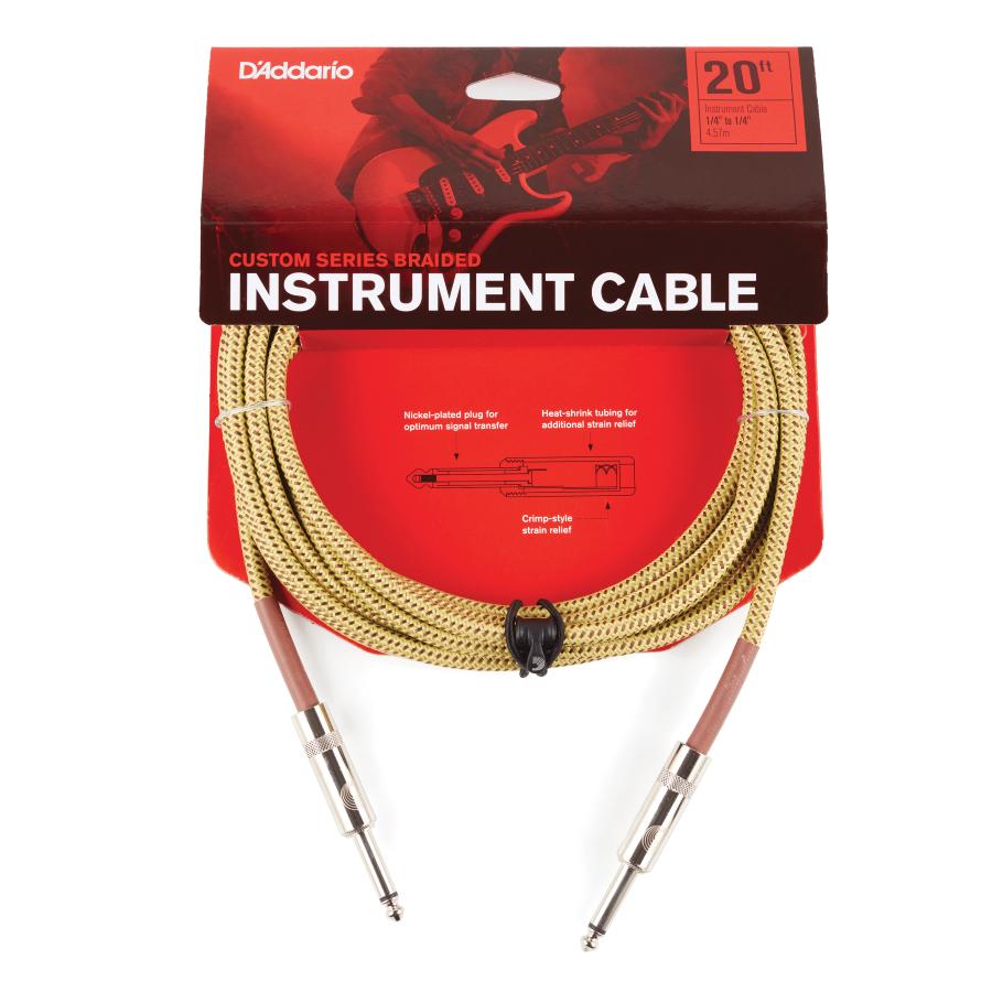 D'Addario PW-BG-20TW Braided Instrument Cable Tweed